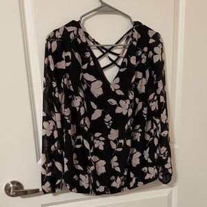 Torrid Black and Pink Floral Blouse